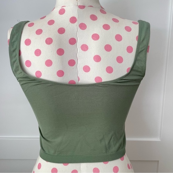 SOLD - Free People Intimately Scoop Crop Top Seamless Olive Green M/L - Picture 6 of 7